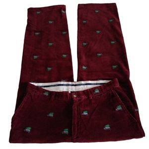Vineyard Vines 34 X U Red Corduroy Holiday Tree Truck Print Pants